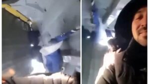 Dramatic scenes as Russian plane's door opens mid-air, passengers scared